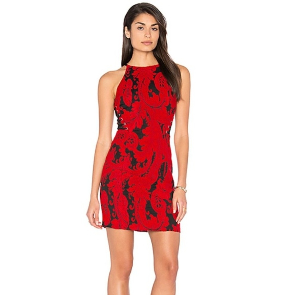 NWT Red and Black "BRITTANY" halter dress